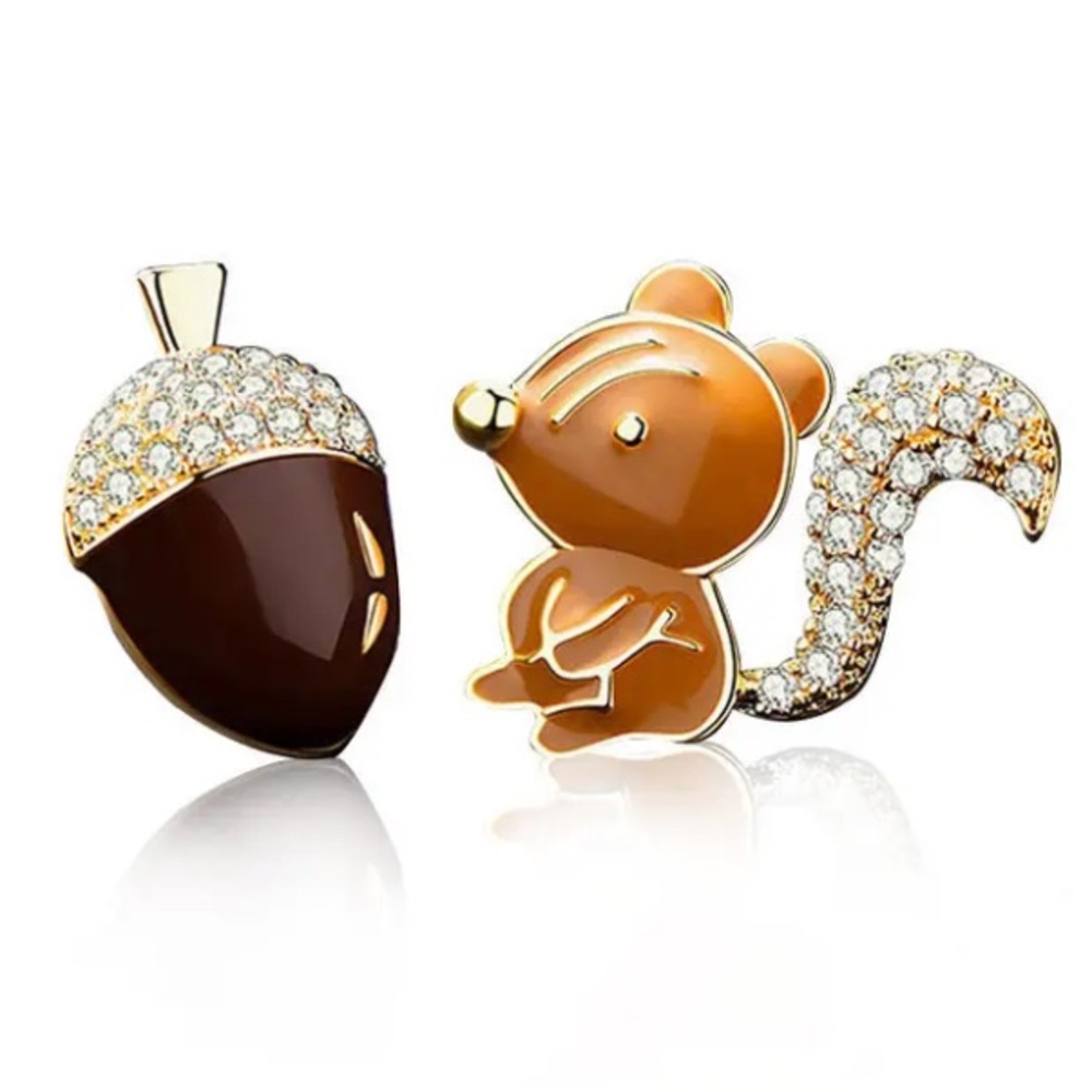 Squirrel & Acorn Stud Earring Set